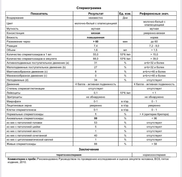 Тератозооспермия схема лечения
