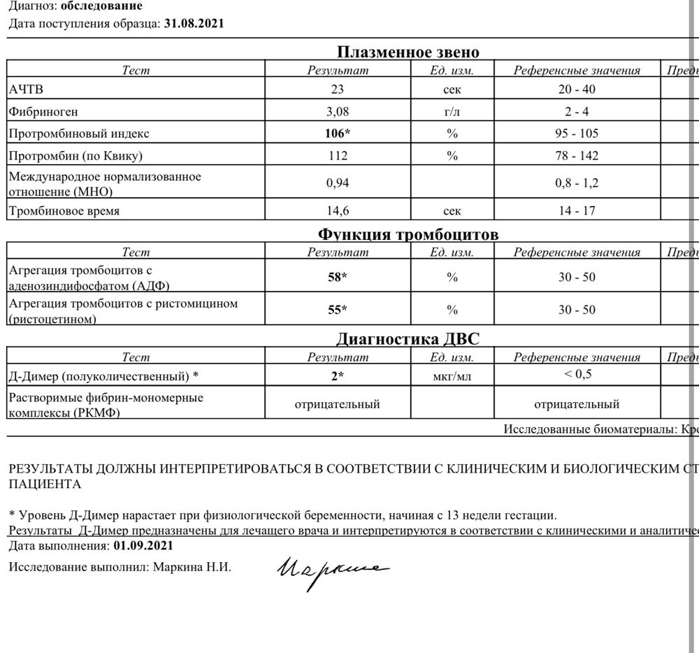 Высокий Д-димер и агрегация тромбоцитов. Что делать?? — 9 ответов | форум  Babyblog