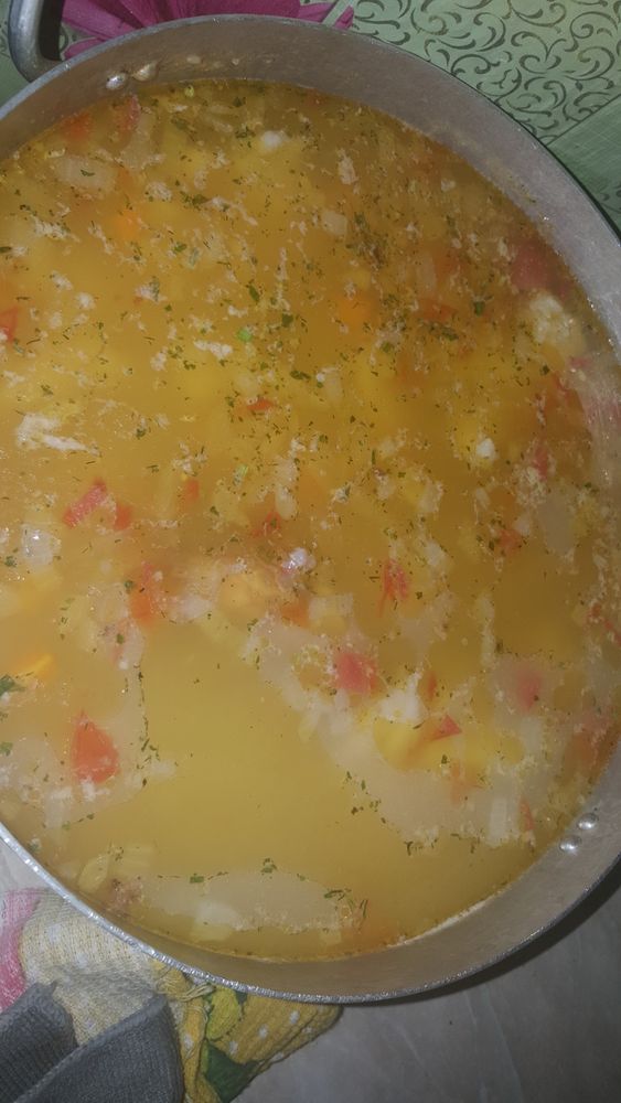 Суп с рисом и сырными клецками