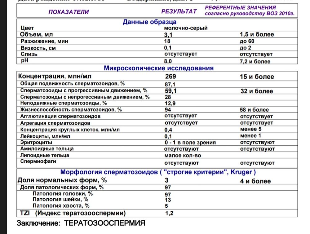 Сдача спермограммы сколько дней