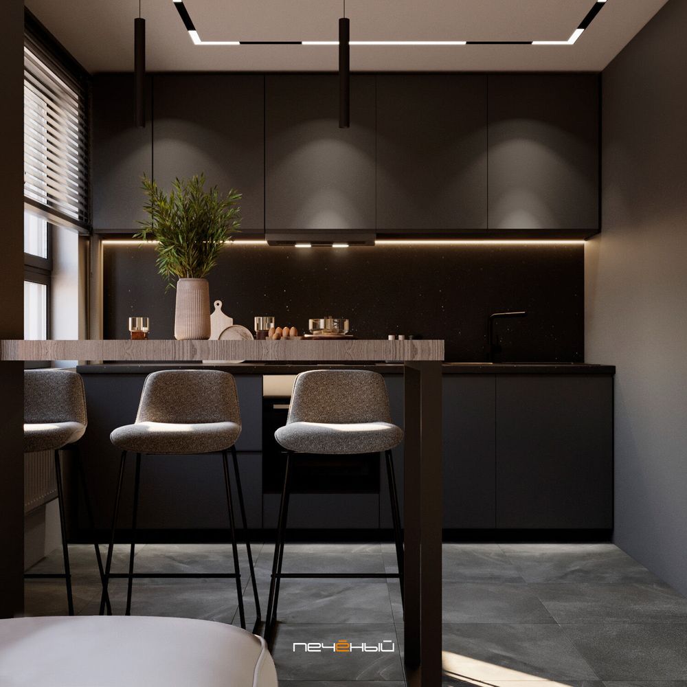 Single family house interior design, Pabianice. White kitchen interior design, W